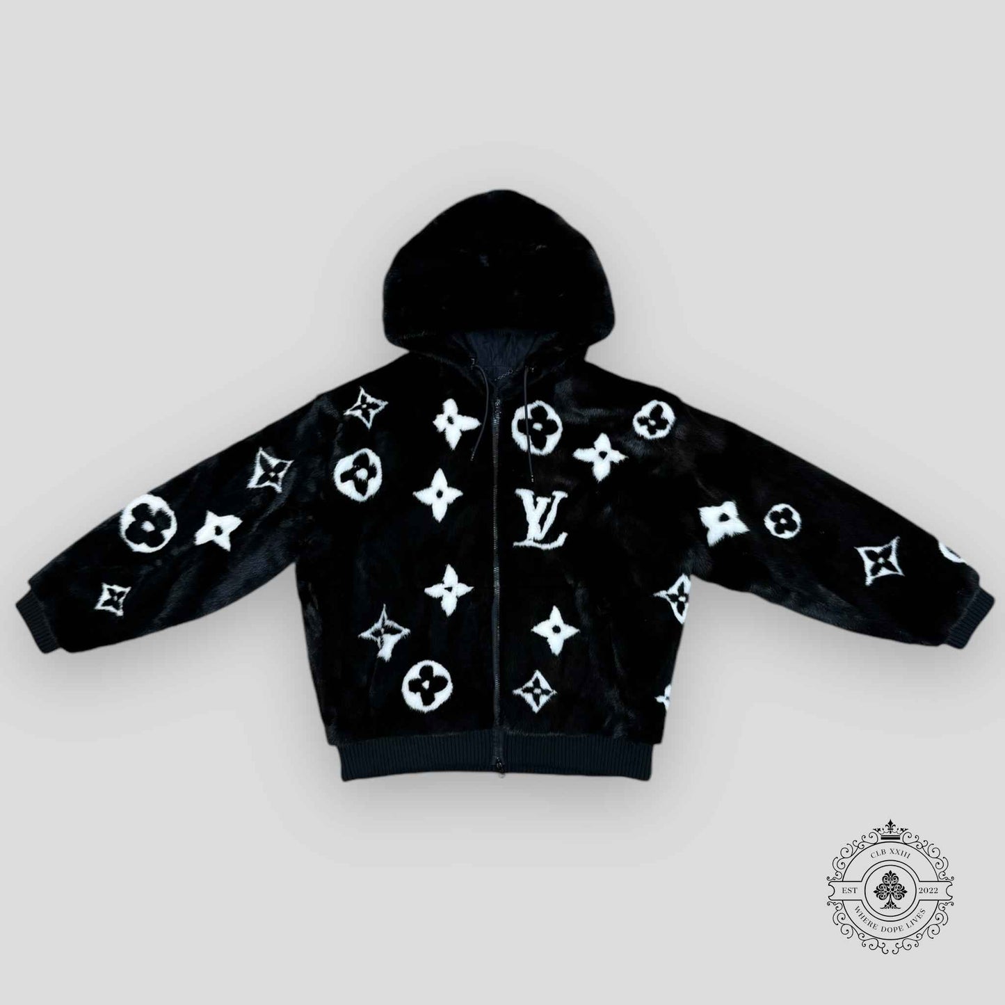 Louis Vuitton Monogram Mink Fur Zipped Jacket