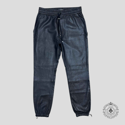 Amiri Leather Drawstring Pants in Black