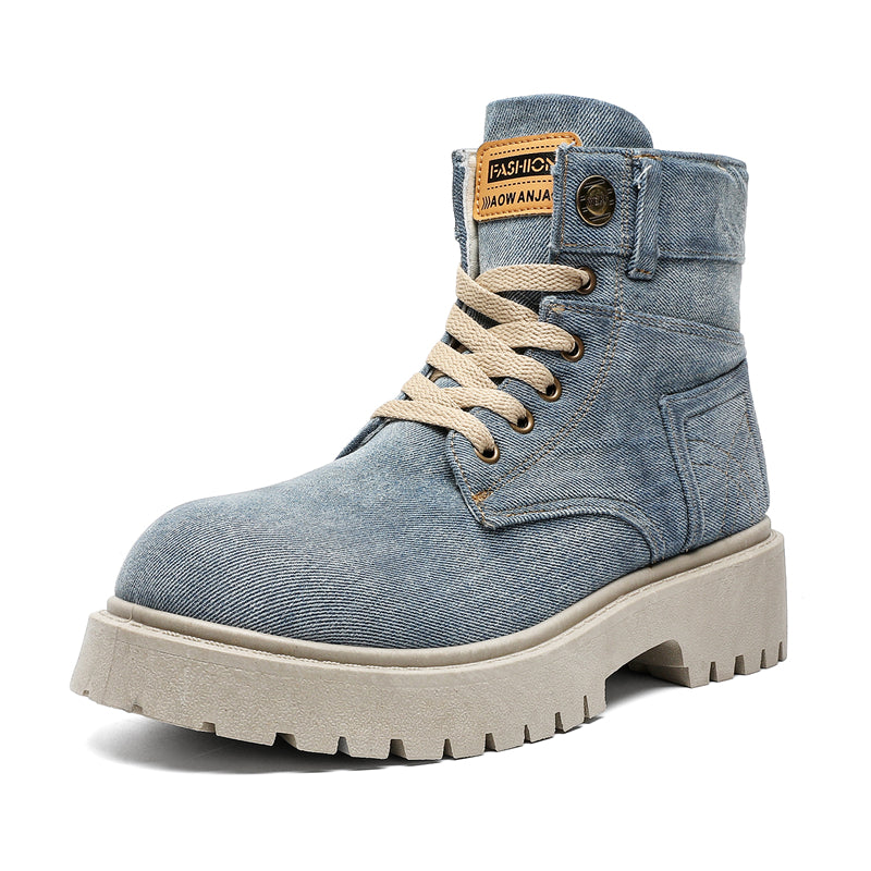 MLB LTHR-13 Denim Lace-Up Boots - Luxuryurbanwear