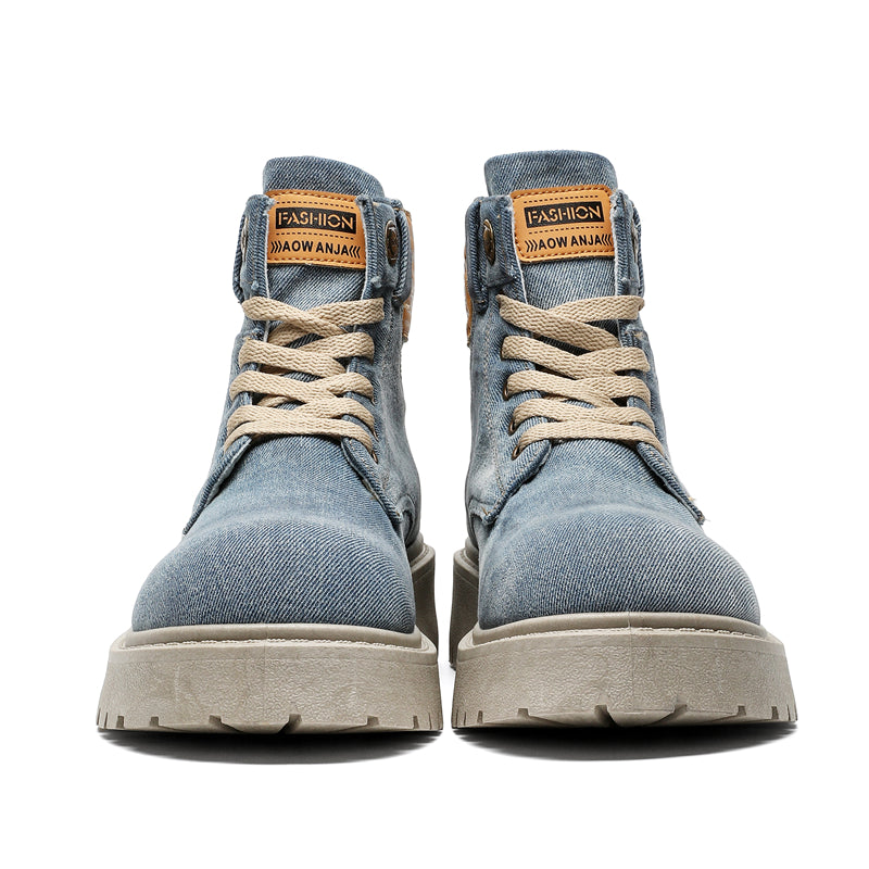 MLB LTHR-13 Denim Lace-Up Boots - Luxuryurbanwear