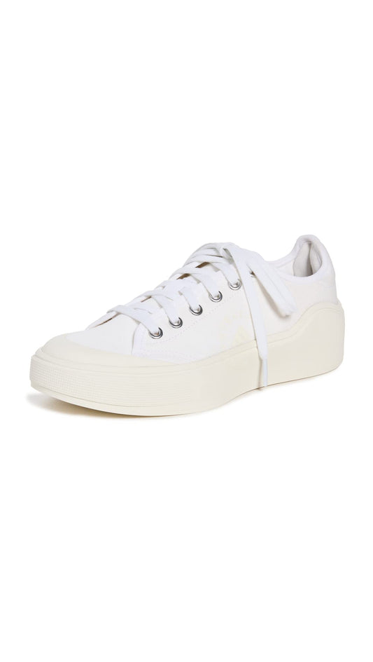 adidas by Stella McCartney Womens Court Sneakers White/White/Off White 7.5 Medium US