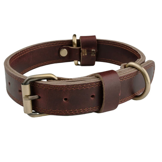 Boston Leather Goods Leather Dog Collar Heavy Duty Dog Collar for Small Dogs Medium Dogs or Large Size Dogs (Medium (14 inch - 18 inch) 1" Wide)