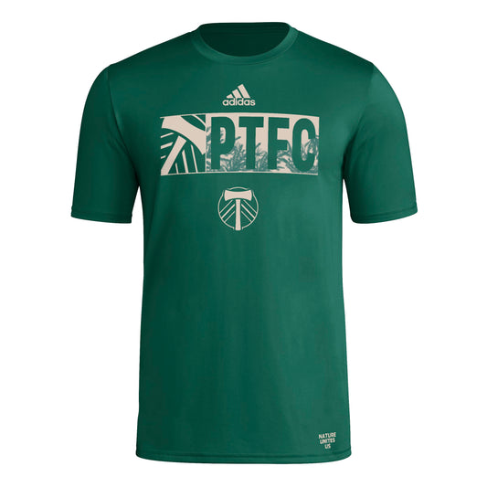 adidas Mens Size Short Sleeve Pre-Game T-Shirt Dark Green/Portland Timbers Large Tall