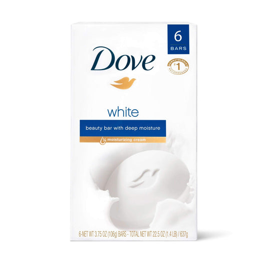 Dove Beauty Bar White 4 oz 6 Bar Blue Unscented 24 Oz