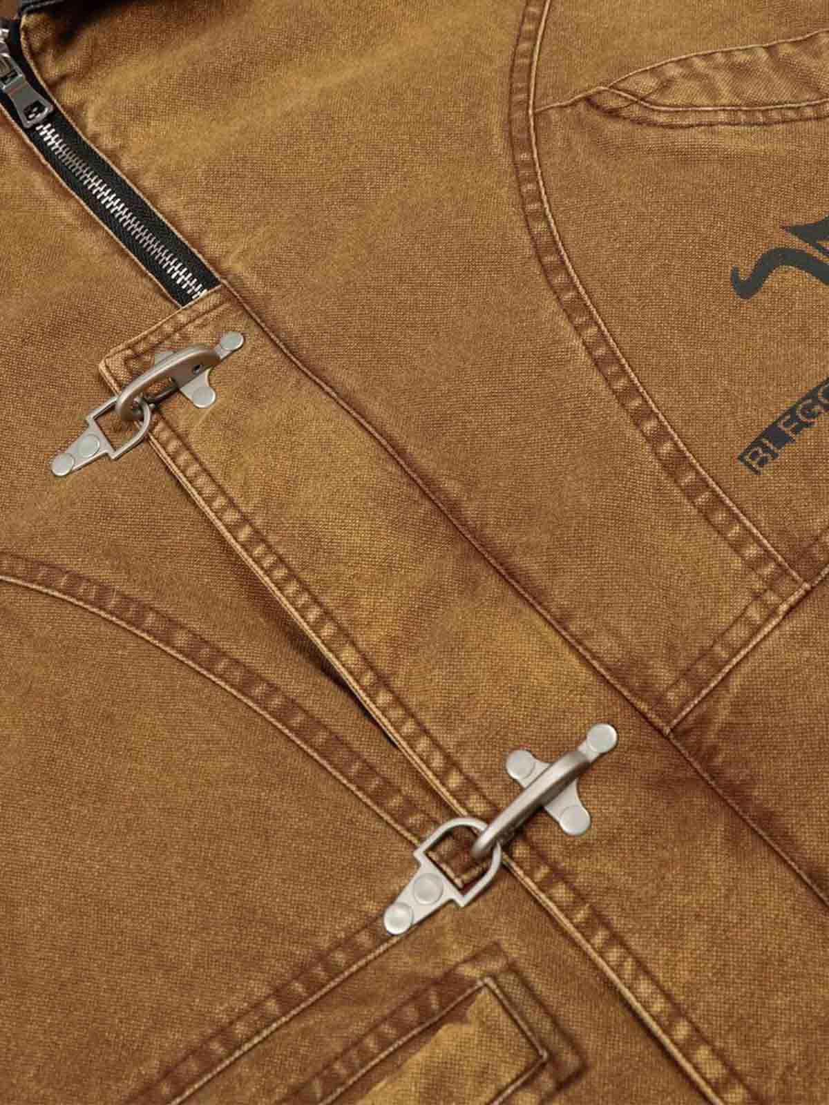 Fireman Clasp Washed Denim Knight Crest Jacket