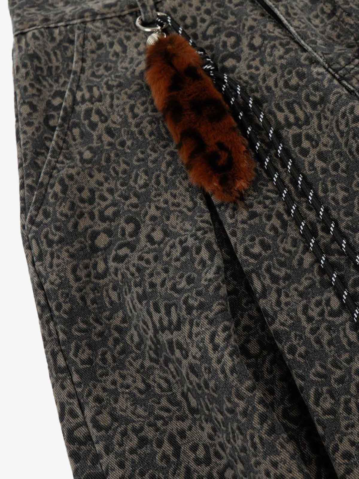Leopard Pleated Wide Leg Denim Barrel Jeans - Luxuryurbanwear
