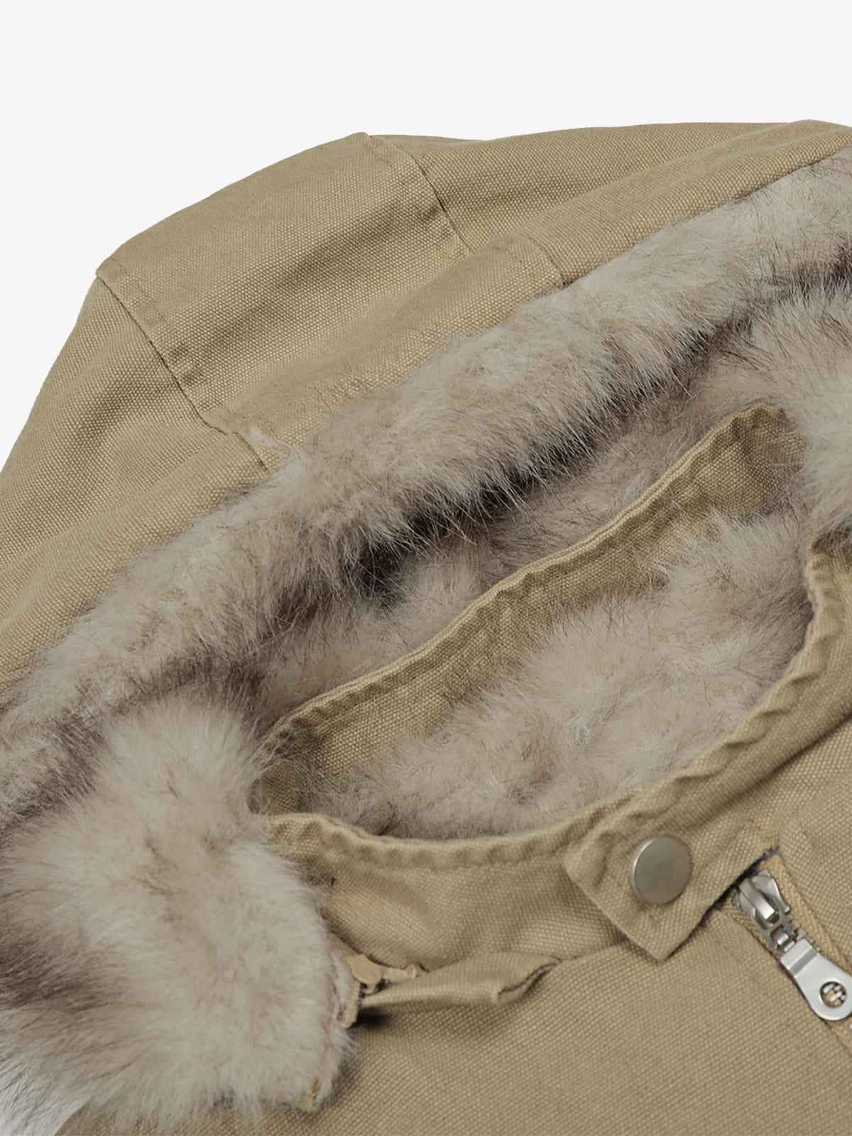 Street Outdoor Detachable Fur Collar Fleece Hooded Padded Jacket