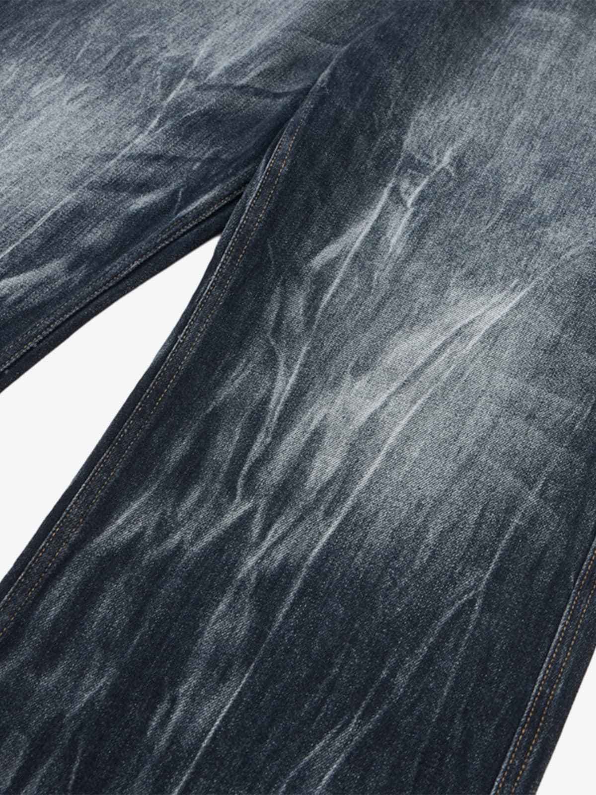 Vintage Distressed Wash Wide Leg Jeans