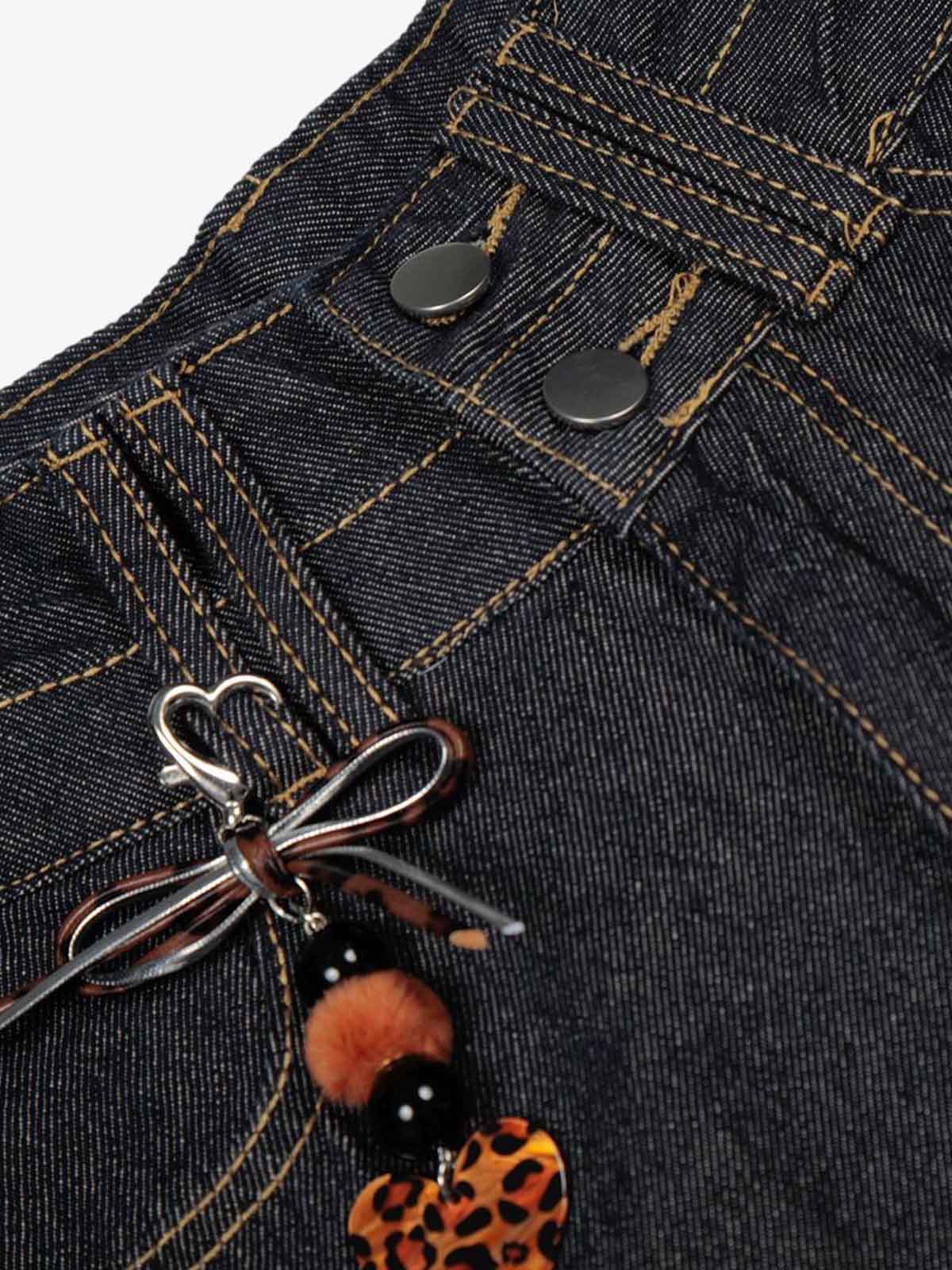 Studded Cross Pattern Wide Leg Denim Jeans - Luxuryurbanwear