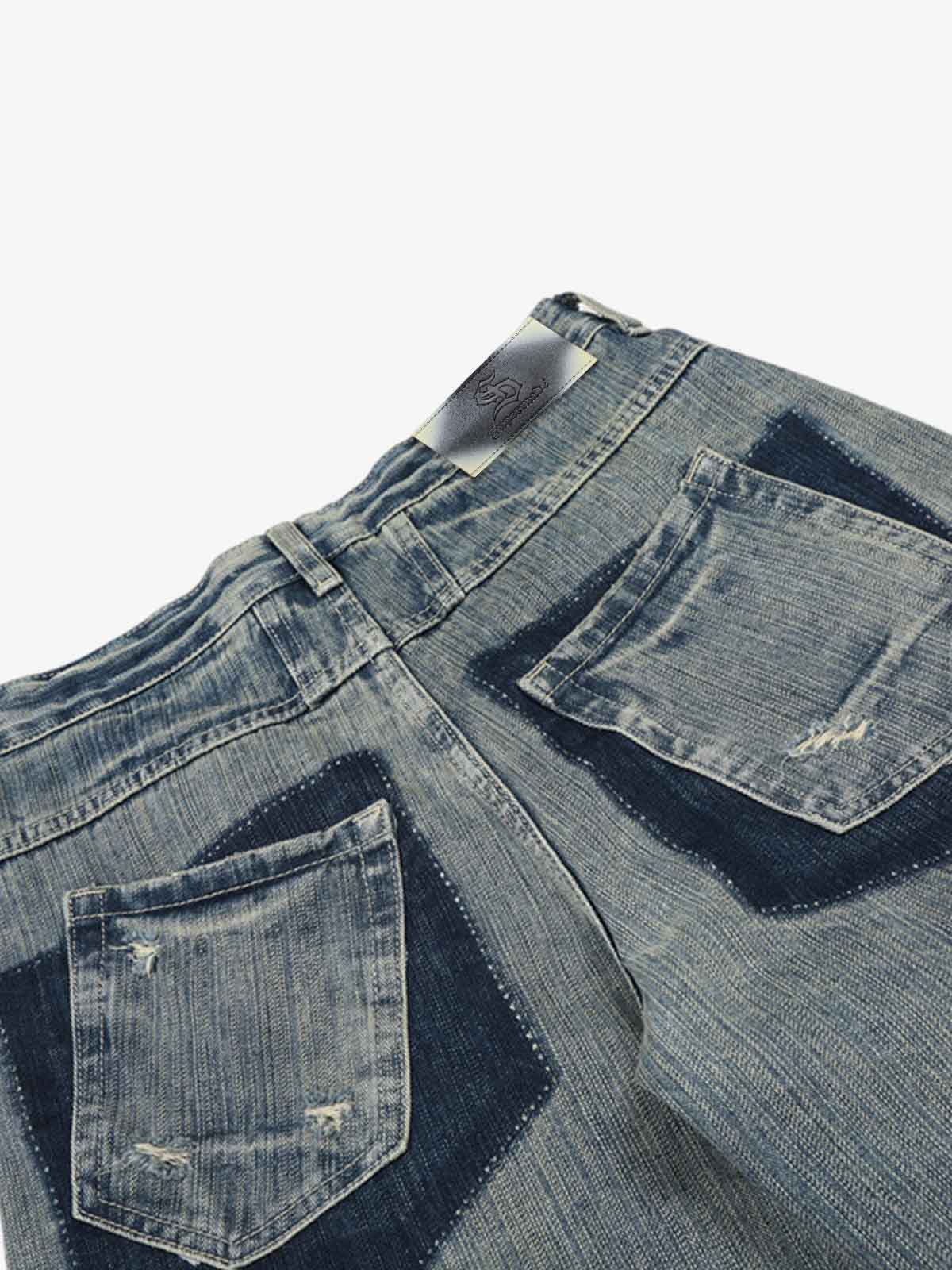 High Waist Distressed Barrel Denim Jeans - Luxuryurbanwear