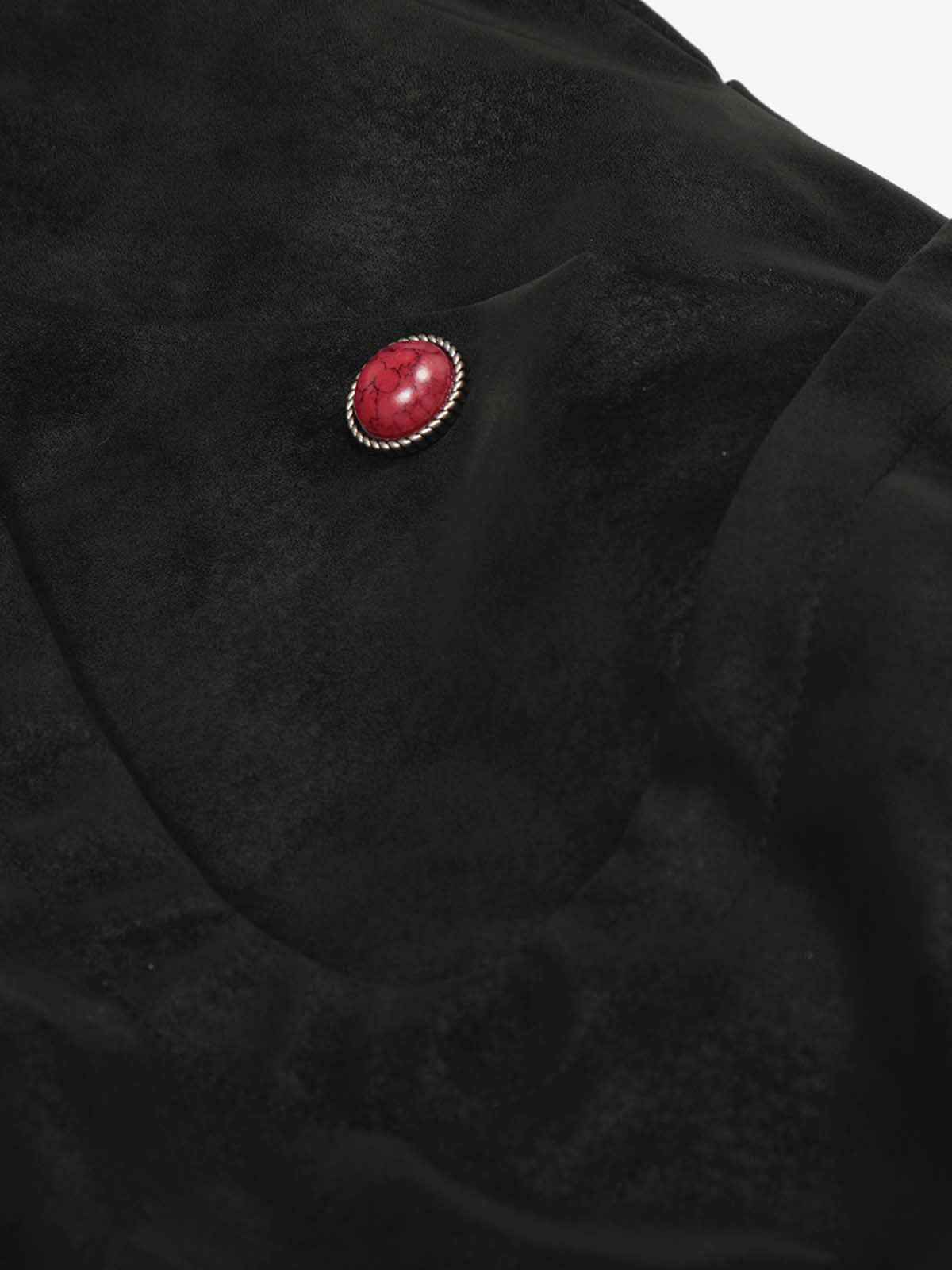 Retro Suede Faux Fur Collar Fleece Zip Up Bomber Jacket