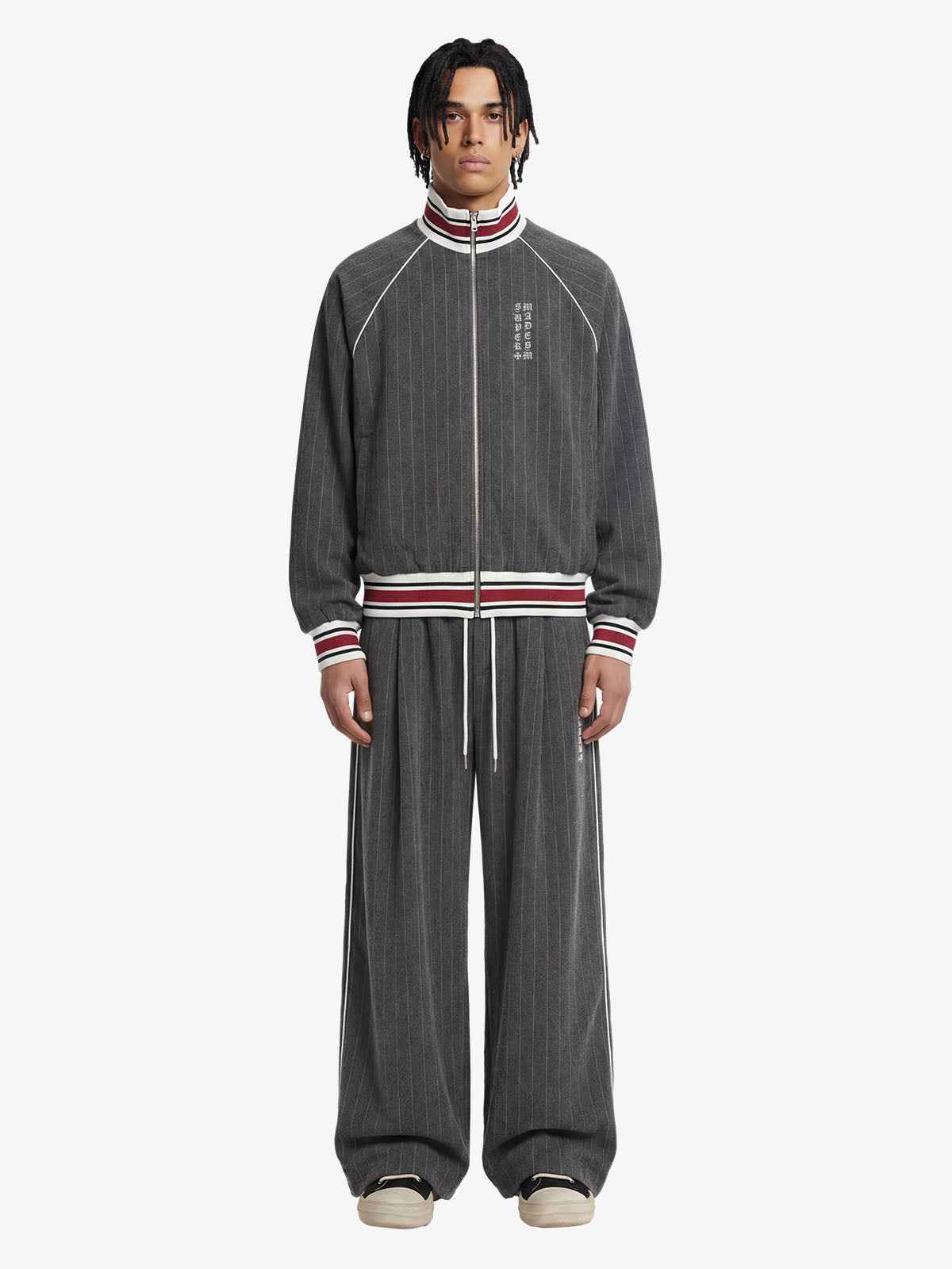 Pinstripe Vertical Embroidery Track Jacket
