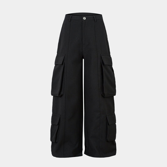 Unisex Multi-Pocket Wide Cargo Pants - Luxuryurbanwear