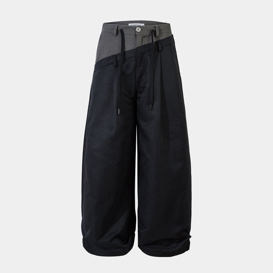 Men's Wide-Legged Black Trousers - Luxuryurbanwear