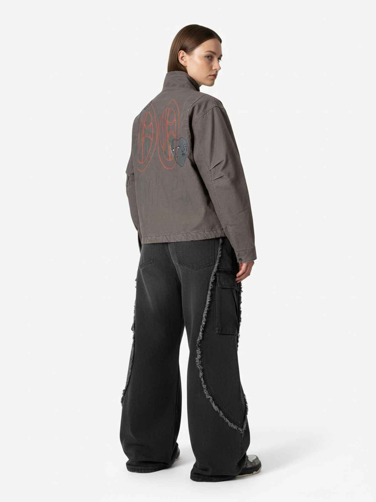 Retro Washed Distressed Deconstructed Patchwork Barrel Jeans