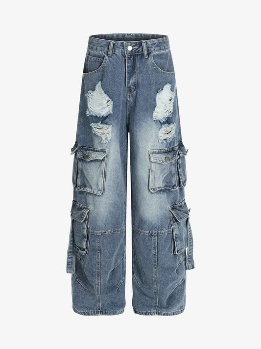 Retro Ripped Cargo Jeans