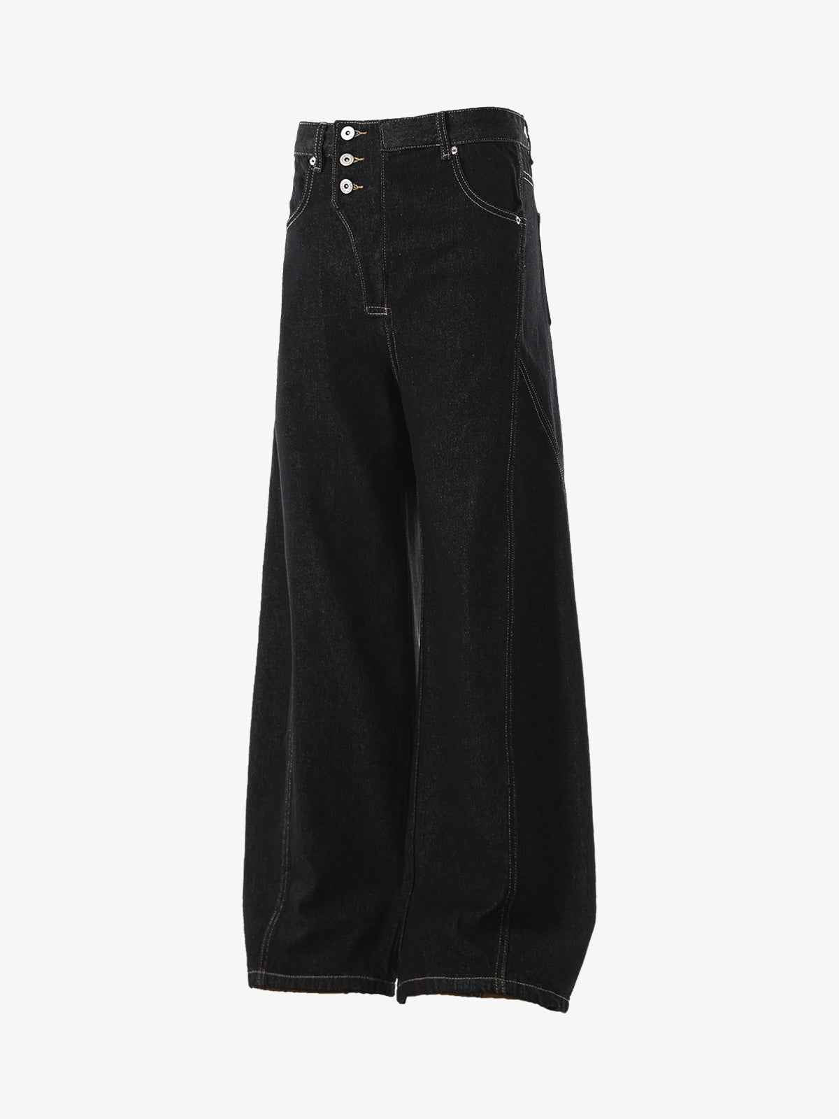 Reverse-Stitched Multi-Button Jeans