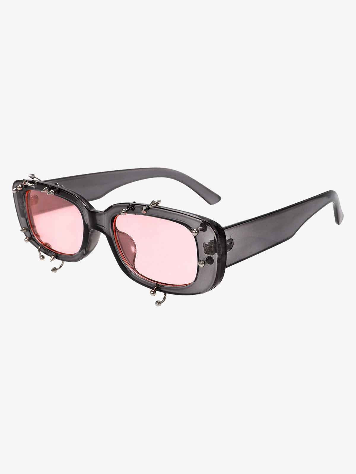 Retro Punk Studded Small Square Frame Sunglasses