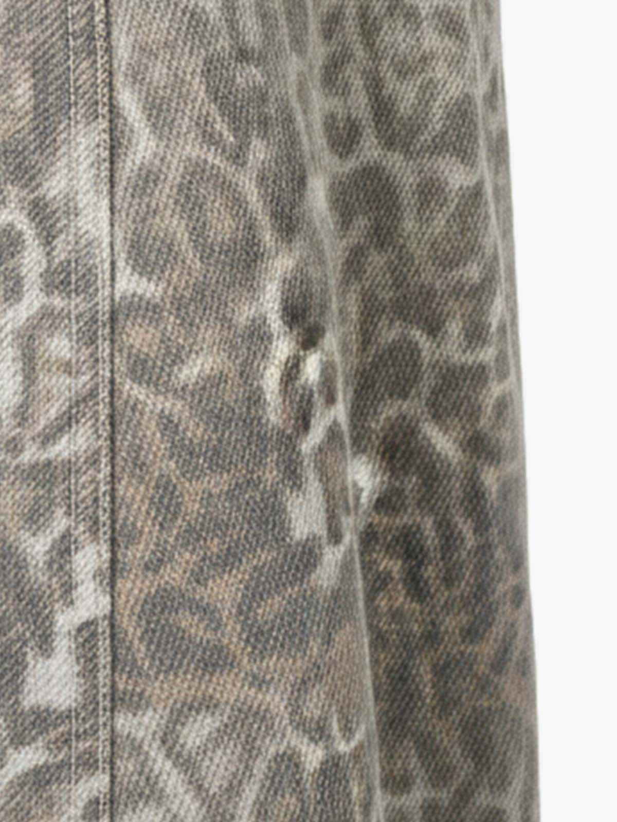 Street Leopard Camouflage Pleated Barrel Jeans