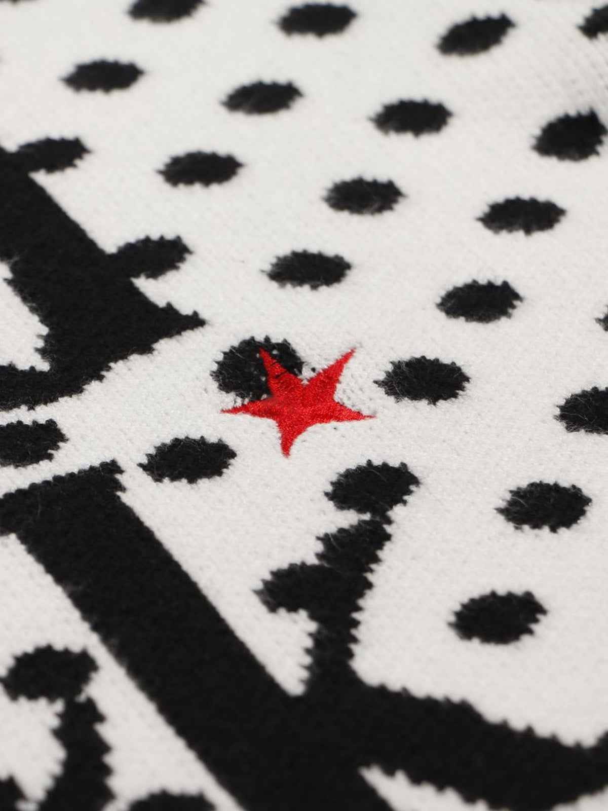 Retro Polka Dot Letter Jacquard Loose Knit Sweater