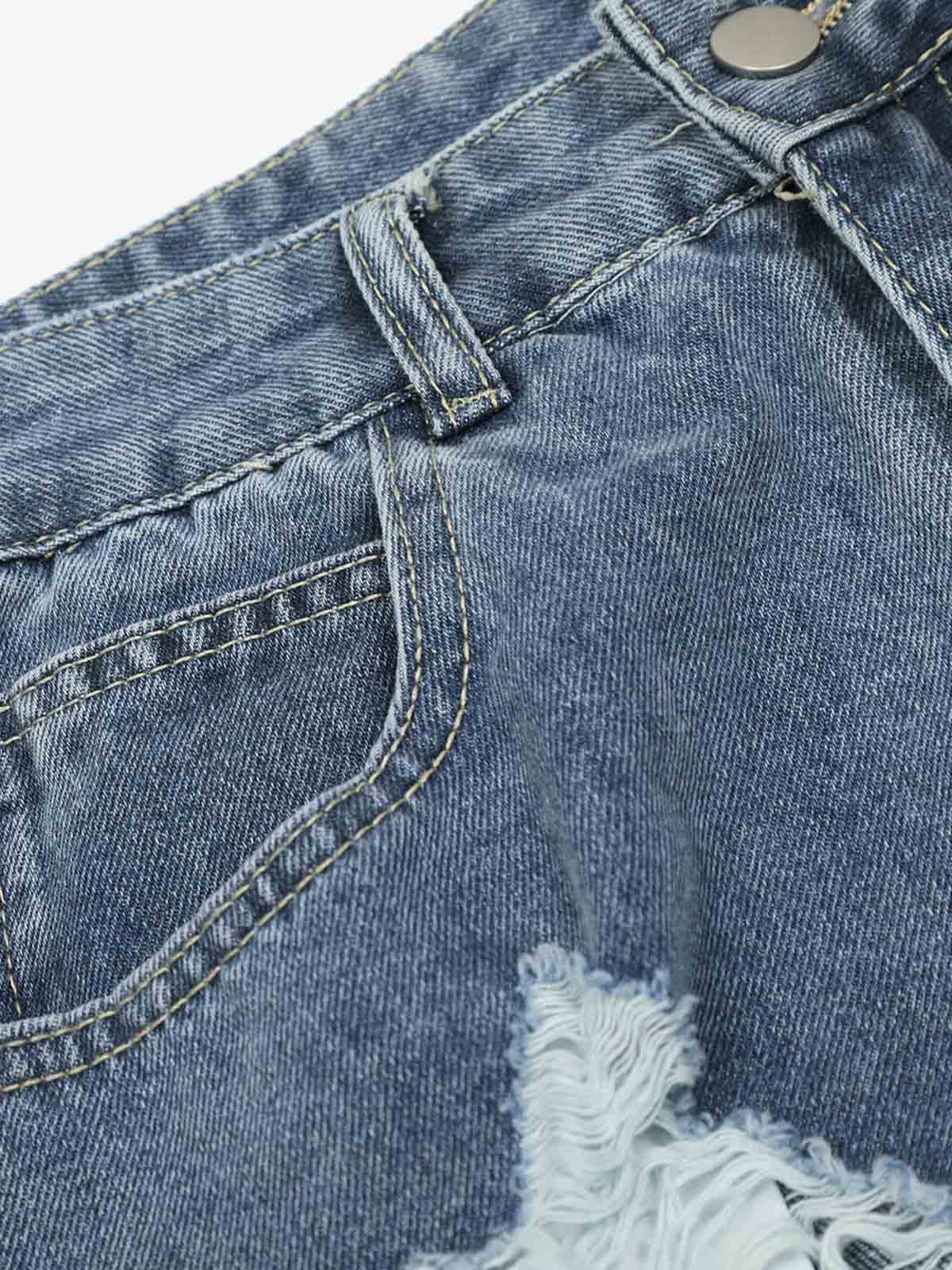 Retro Ripped Cargo Jeans - Luxuryurbanwear