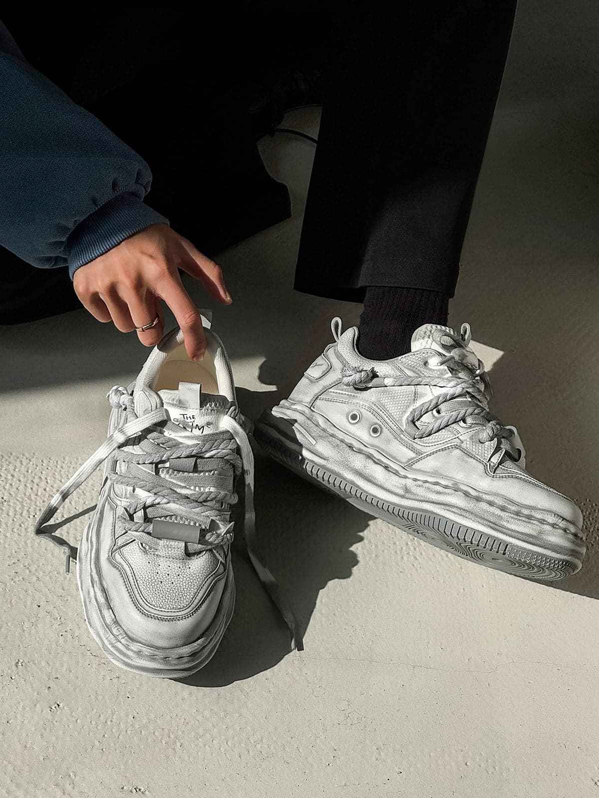 Deconstructed Distressed Chunky Street Sneakers - 2521
