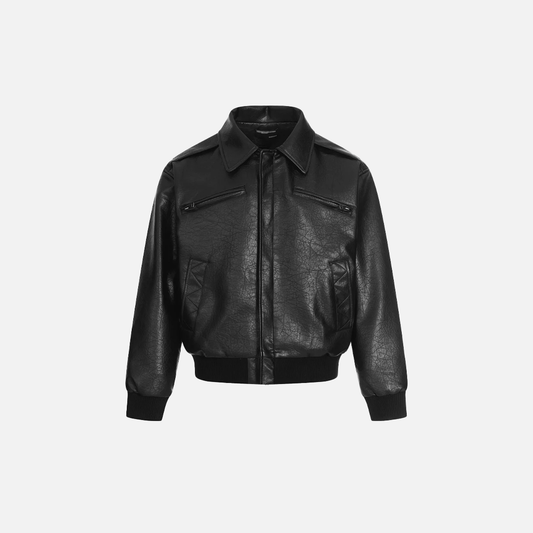 Elevated Streetwear Hip Hop Long Sleeve Leather Jacket - Luxuryurbanwear