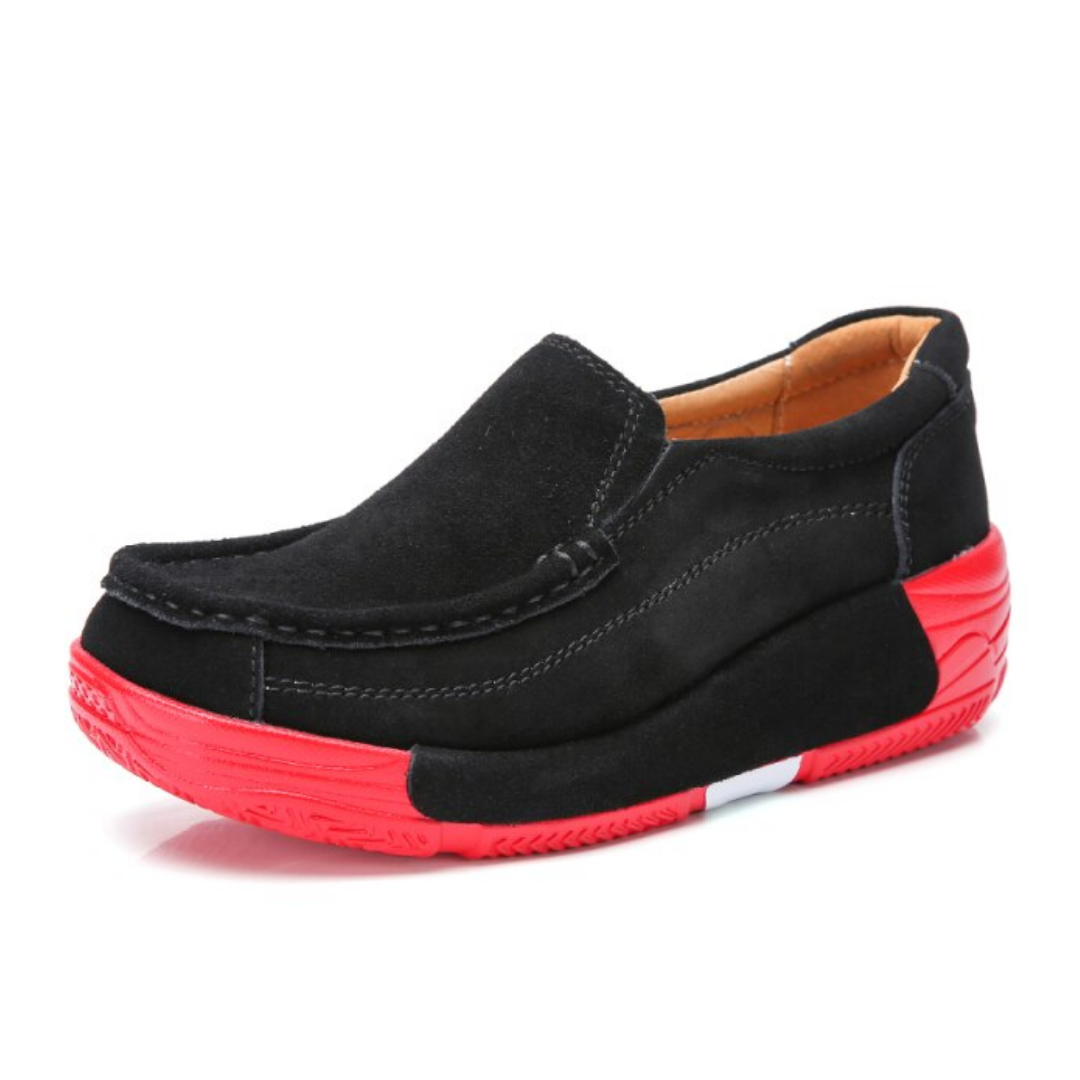 Marbella Women's Platform Slip On Black Shoes - Luxuryurbanwear