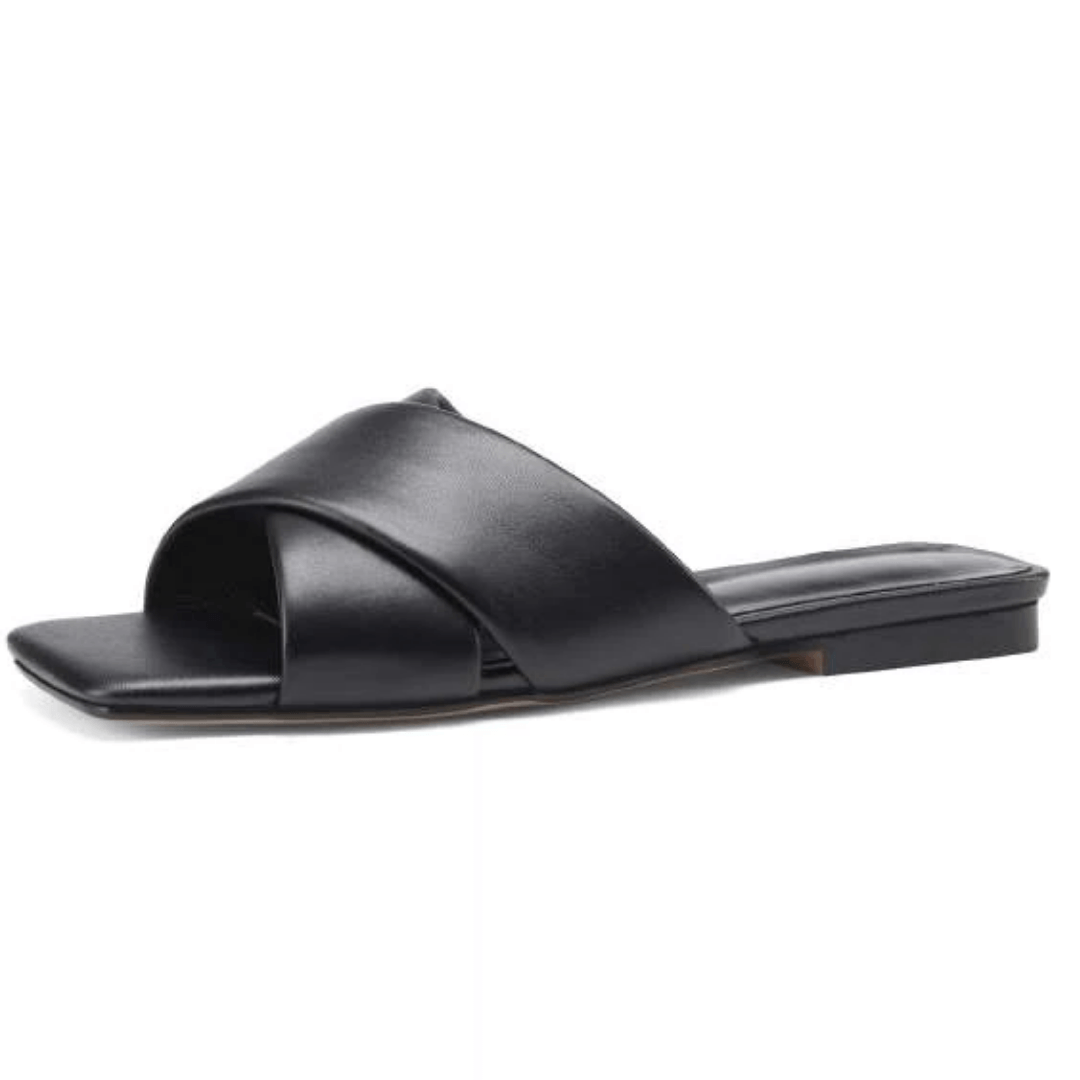 Gal Women's Leather Flat Black Sandal