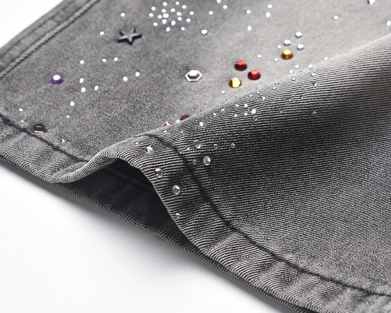 Starry Washed Rhinestone | Denim Shorts - Luxuryurbanwear