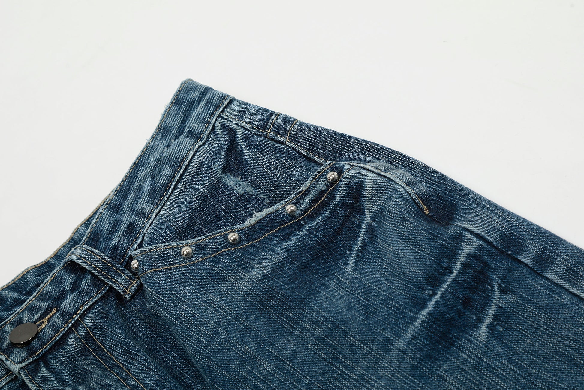 Studded Vintage Denim | Straight Jeans - Luxuryurbanwear
