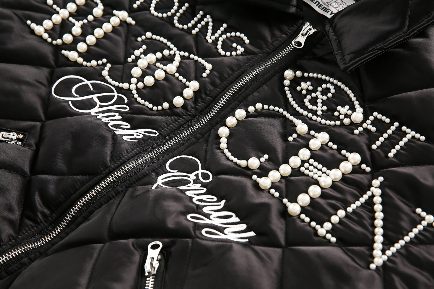 Pearl Lettered | Quilted Padded Jacket - Luxuryurbanwear