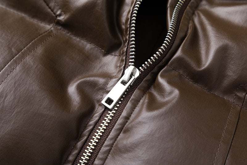 Leather Padded | Short Puffer Jacket - Luxuryurbanwear