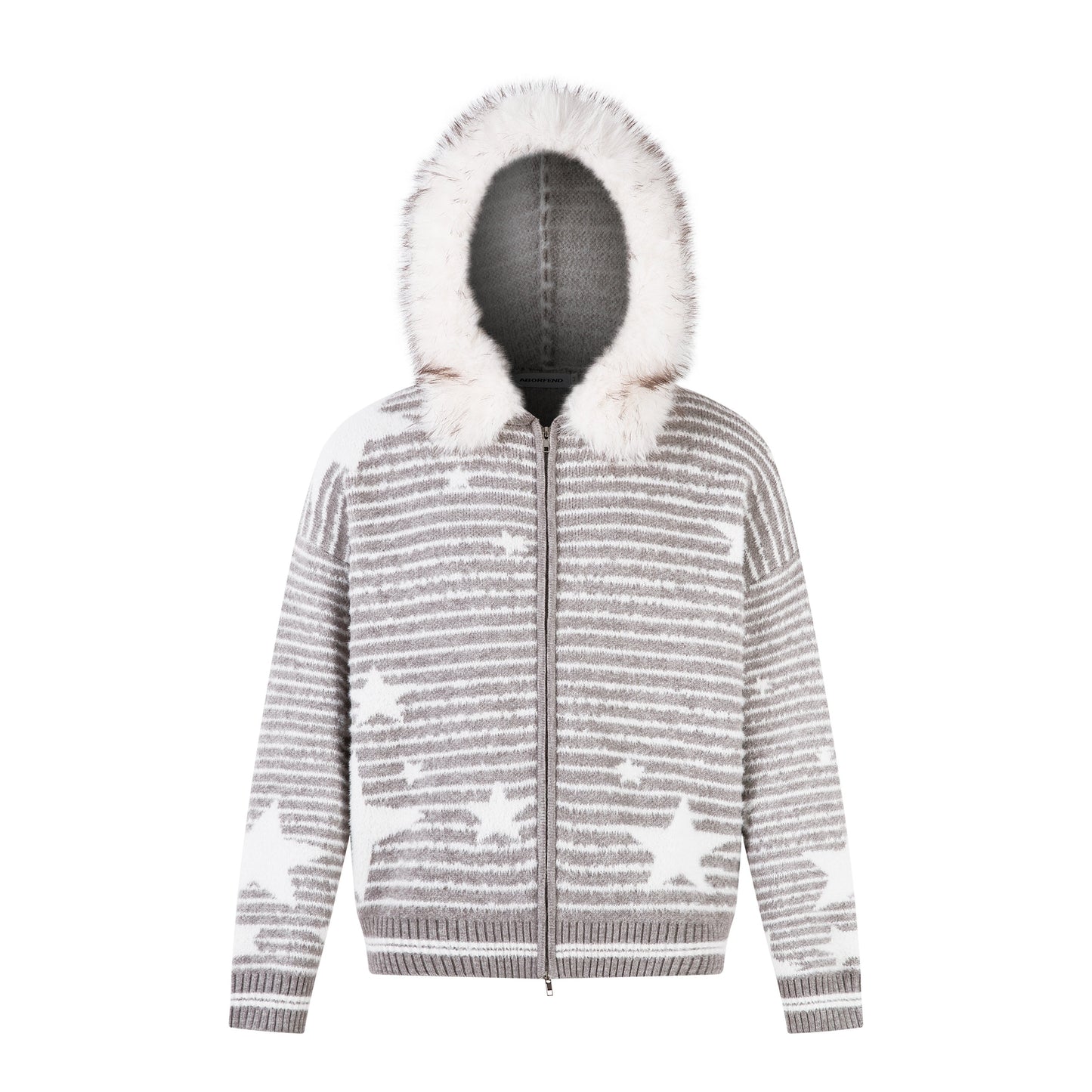 Winter Sky | Knitted Hoodie with Faux Fur Trim - Luxuryurbanwear