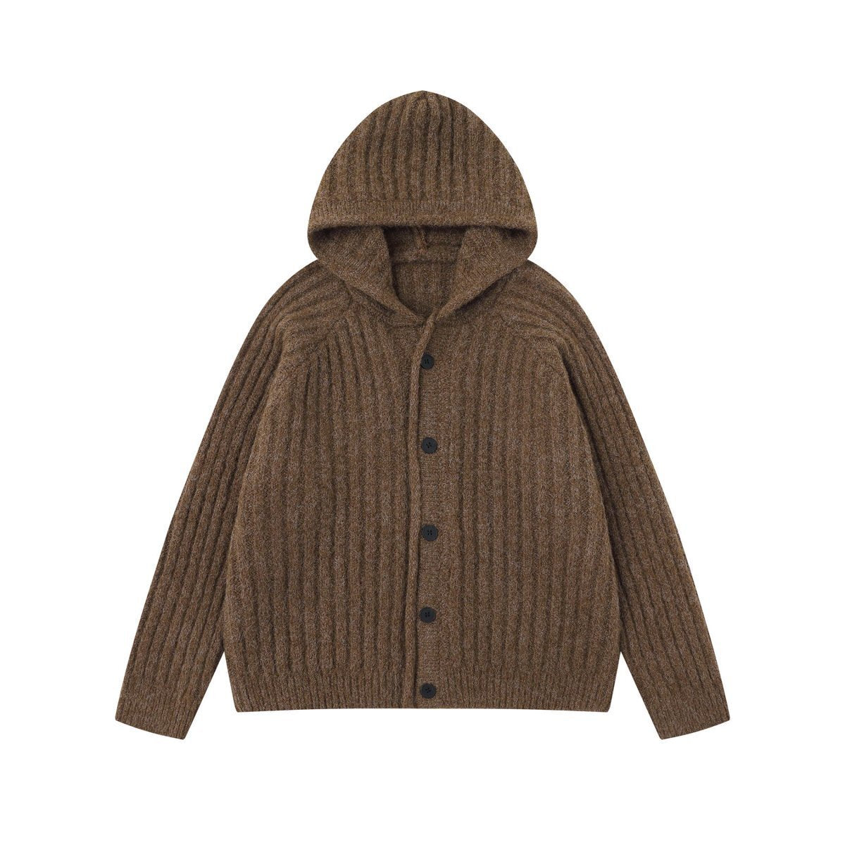 COZY LINE | Ribbed Knit Button Hoodie - Luxuryurbanwear