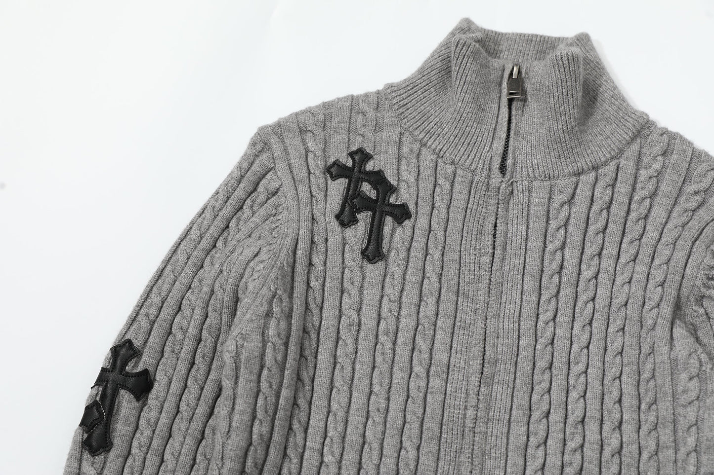 Fuzzy Pup | Striped Knit Cardigan with Dog Embroidery - Luxuryurbanwear