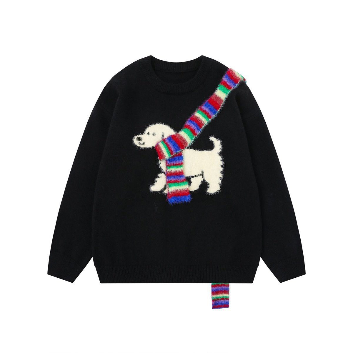 Snow Pup | Embroidered Dog Knit Sweater - Luxuryurbanwear