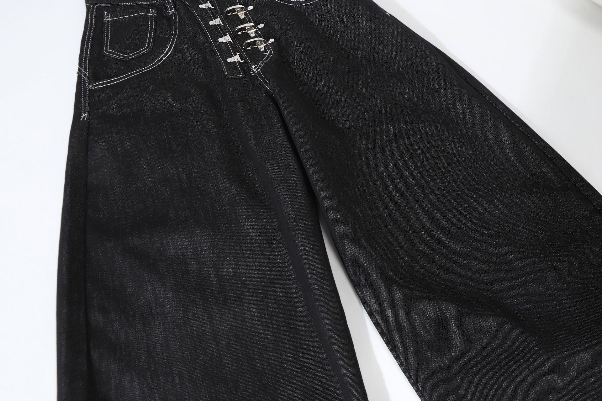 Metal Button Raw | Baggy Barrel Jeans - Luxuryurbanwear