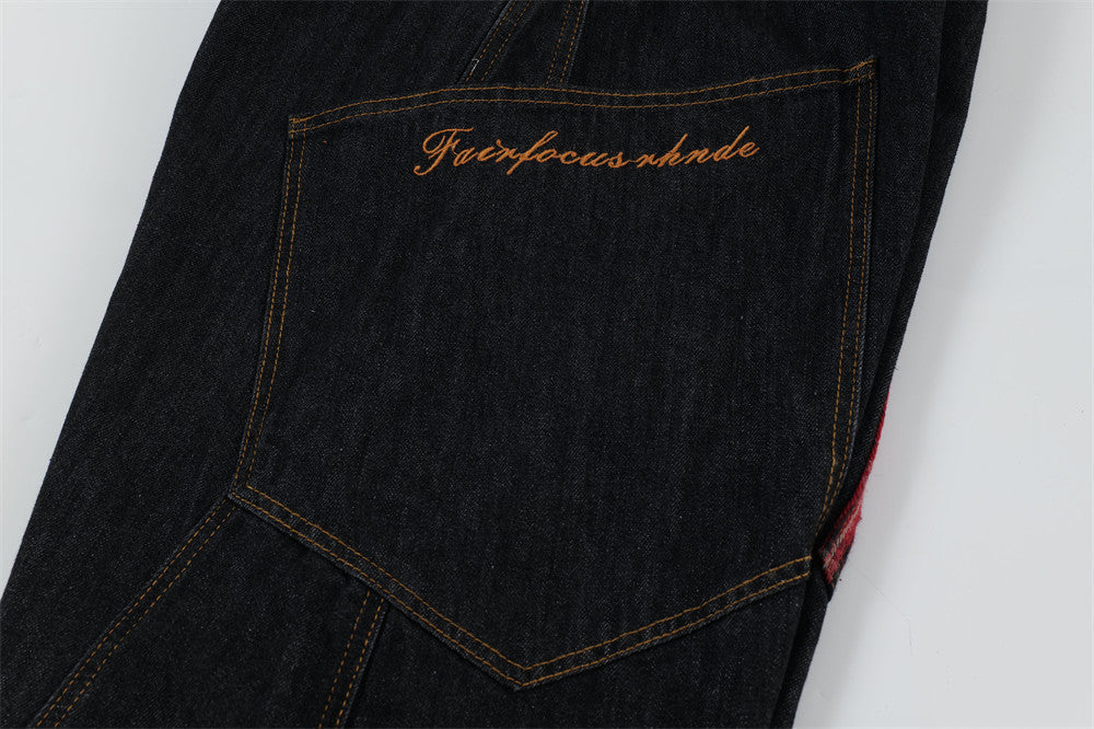 Plaid Patchwork | BAGGY BARREL Jeans - Luxuryurbanwear