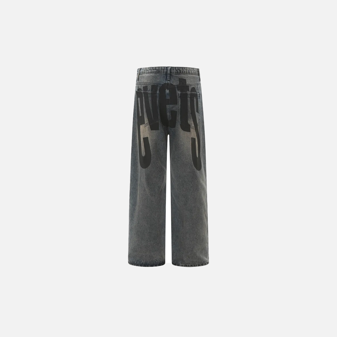 Retro High Street Double-Sided Printed Jeans - Luxuryurbanwear