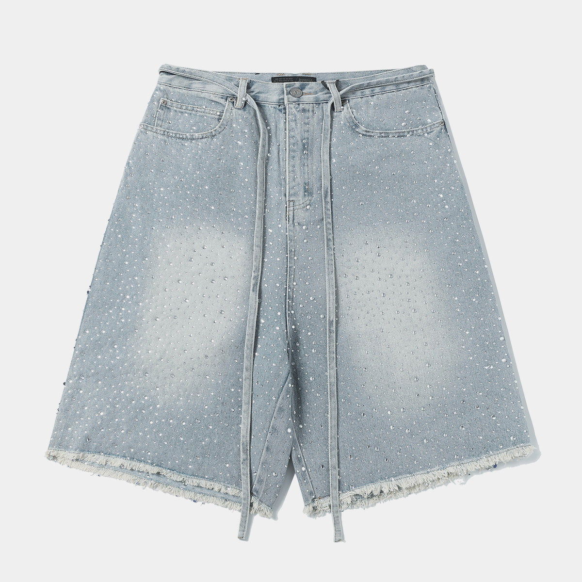 Rhinestone Frayed | Denim Shorts - Luxuryurbanwear