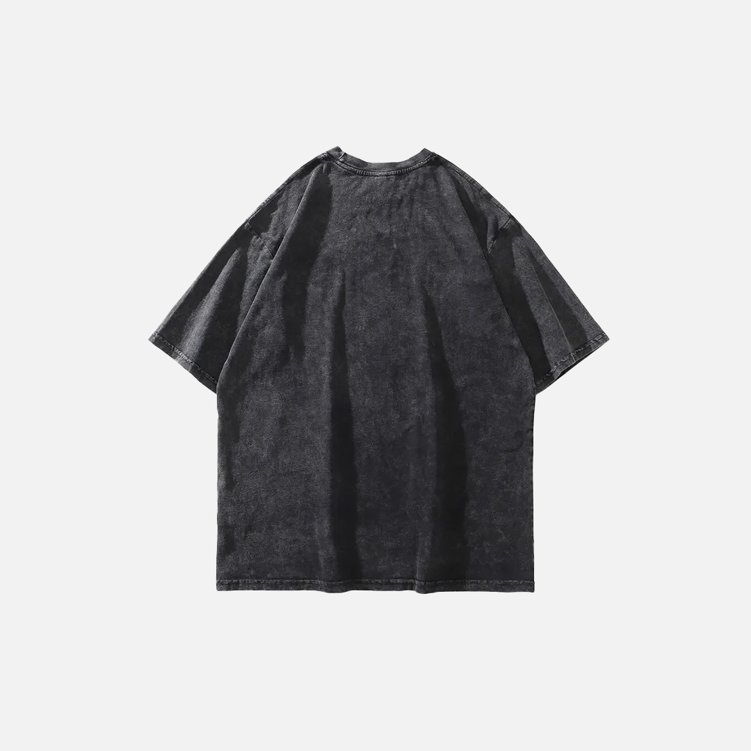 Oversized Vintage Black Washed Bee Microscope T-Shirt - Luxuryurbanwear