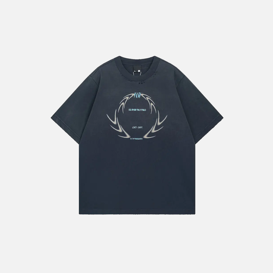 Stylish Retro Grunge Graphic Print Hip Oversized T-Shirt - Luxuryurbanwear