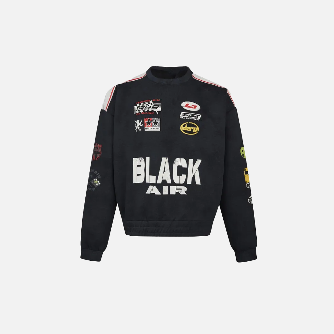 Streetwear American Retro Print Racing Sweatshirt - Luxuryurbanwear