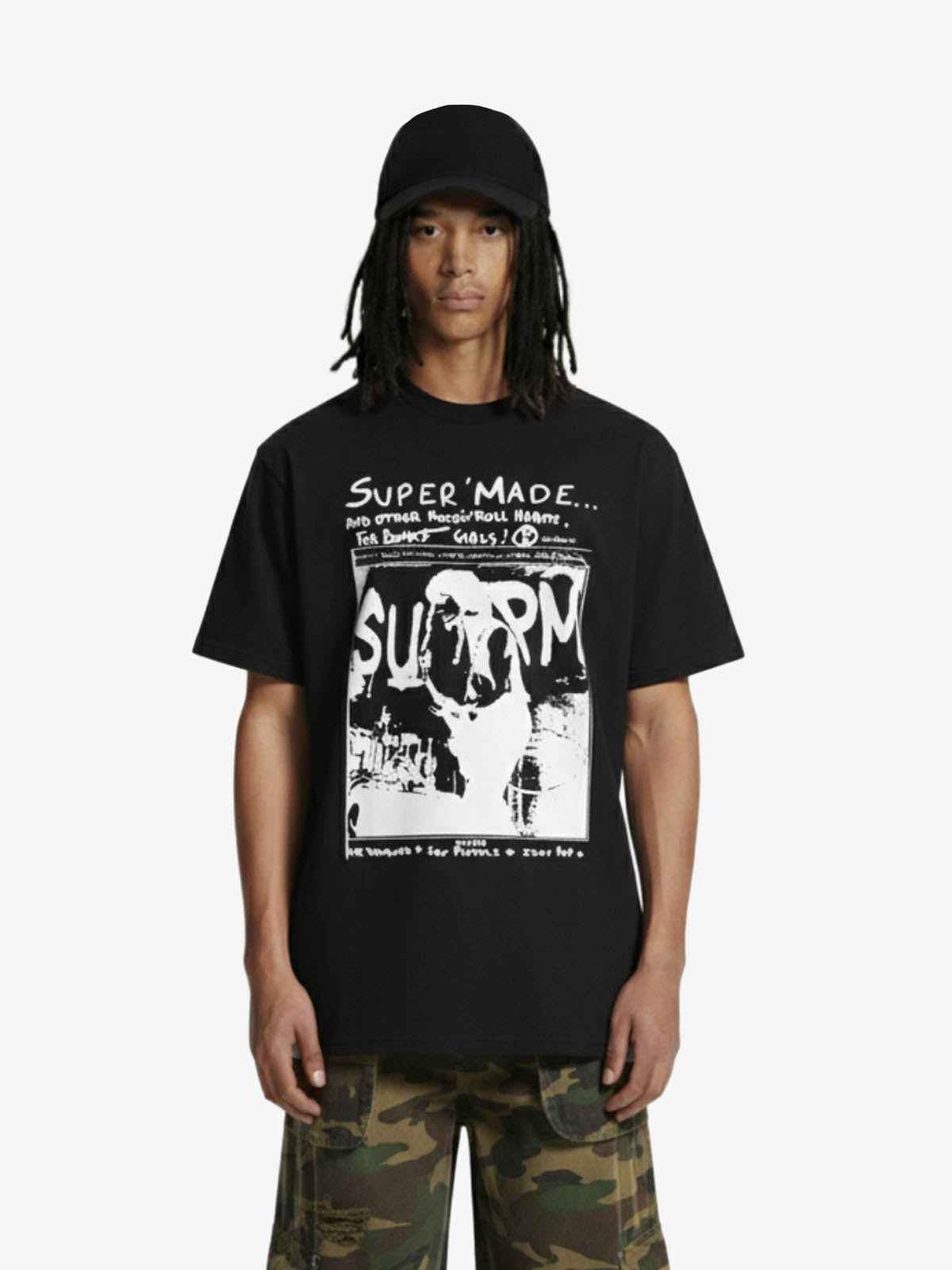 Vintage Washed Punk Graphic Print T-Shirt