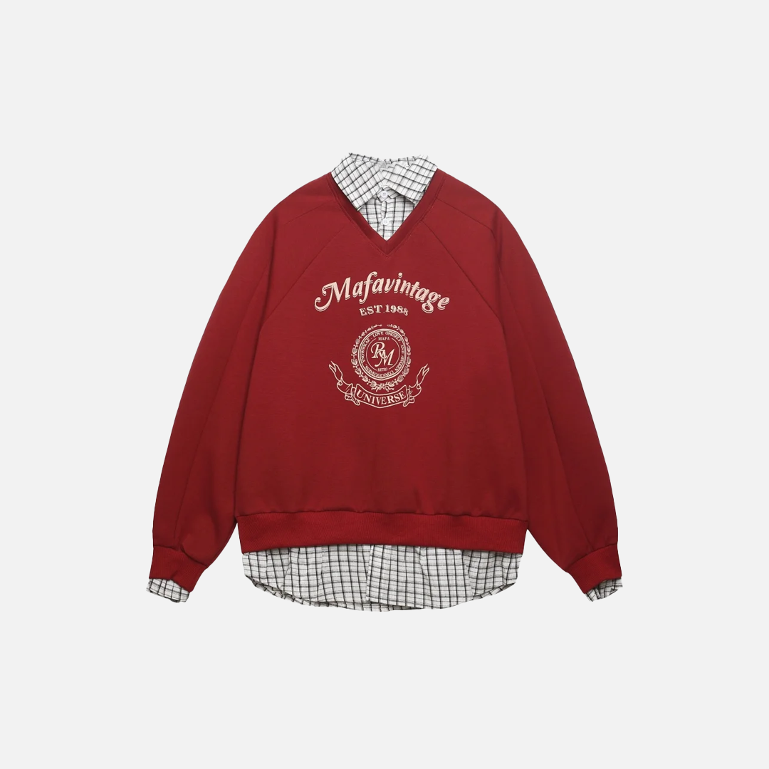 Insulated Streetwear Letter Print Fake Two-Piece Sweatshirts - Luxuryurbanwear