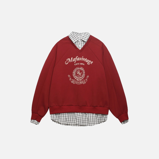 Insulated Streetwear Letter Print Fake Two-Piece Sweatshirts - Luxuryurbanwear