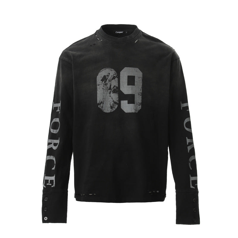 09 | Distressed Long Sleeve T-Shirt - Luxuryurbanwear