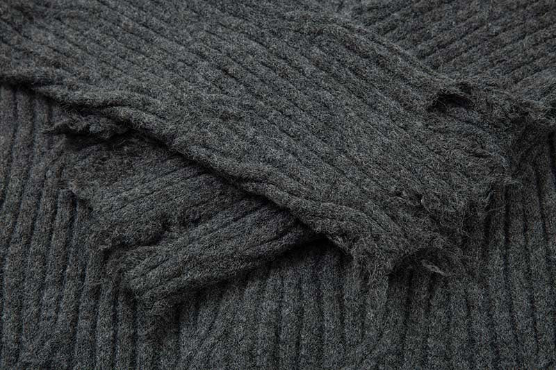 Knitted Distressed Diamond Pattern | Raw Edge Sweater - Luxuryurbanwear