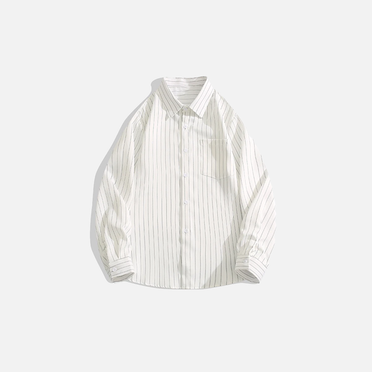 Stylish Korean Style Striped Lapel Long Sleeve Shirt - Luxuryurbanwear